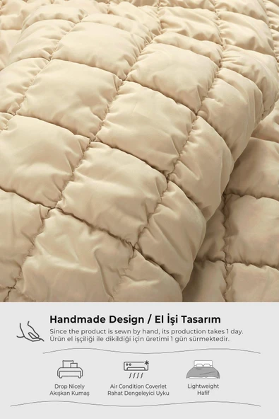 Evlen Home Collection Puff Yatak Örtüsü Seti Çift Kişilik El İşi Günlük Sade Pamuklu Dolgulu Yorgan Uyku Takımı 3 Parça - 10