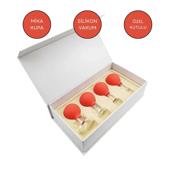 Mika Silikon Vakumlu Yüz Masaj Kupası 4'lü Set Turuncu Renk ürün görseli