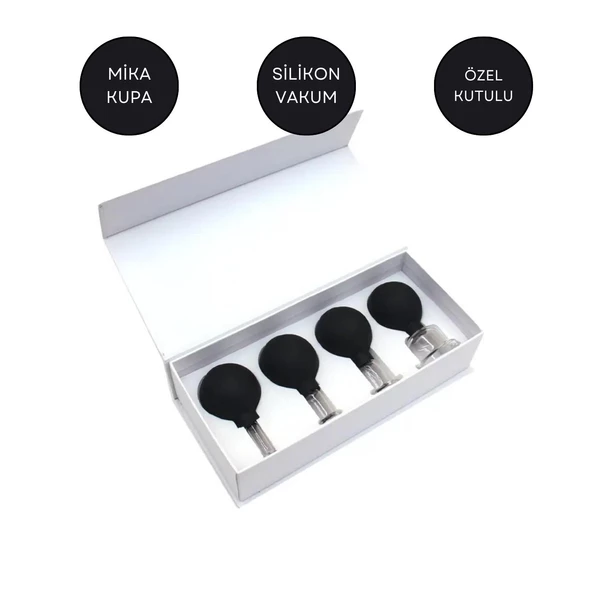 Mika Silikon Vakumlu Yüz Masaj Kupası 4'lü Set Siyah Renk ürün görseli
