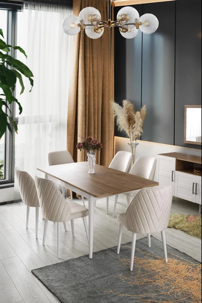Çakıl MDF Yemek Masa Sandalye Takımı 90x145cm - 4
