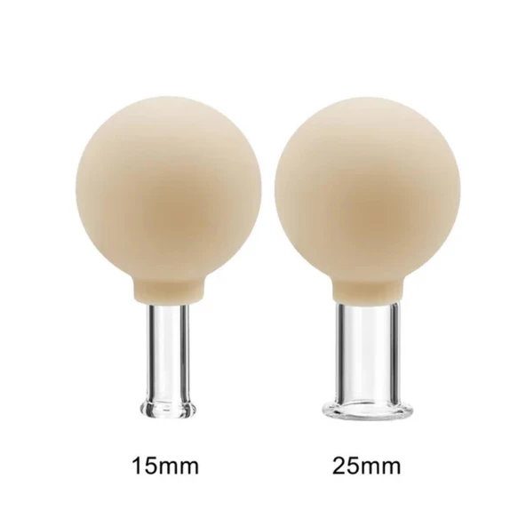 Mika Silikon Vakumlu Yüz Masaj Kupası 2'li Set Bej Renk - Resim 2