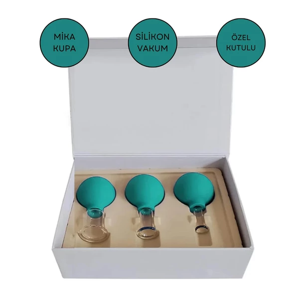 Mika Silikon Vakumlu Yüz Masaj Kupası 3'lü Set Yeşil Renk ürün görseli
