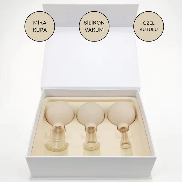 Mika Silikon Vakumlu Yüz Masaj Kupası 3'lü Set Bej Renk ürün görseli 1