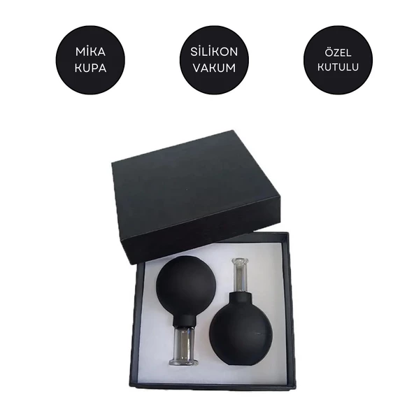 Mika Silikon Vakumlu Yüz Masaj Kupası 2'li Set Siyah Renk ürün görseli