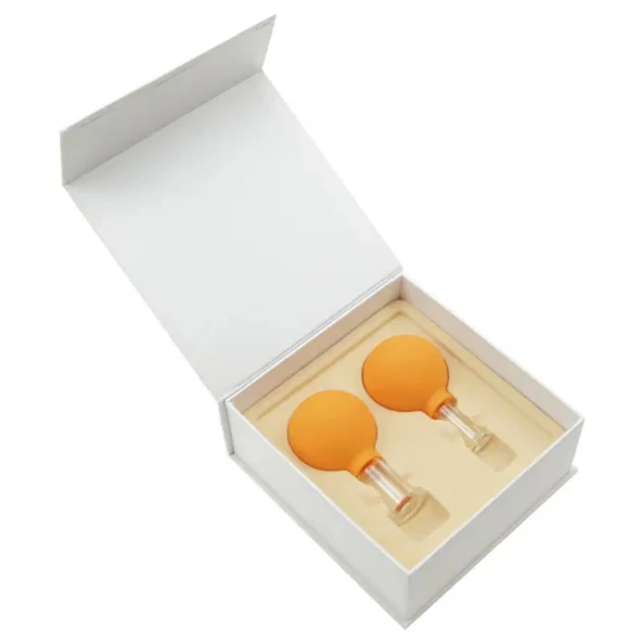 Mika Silikon Vakumlu Yüz Masaj Kupası 2'li Set Turuncu Renk - Resim 3