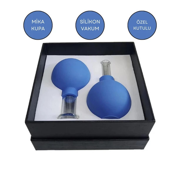 Mika Silikon Vakumlu Yüz Masaj Kupası 2'li Set Mavi Renk