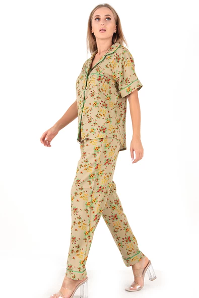 DoReMi Floral Kısa Kollu Kadın Pijama Takım - Resim 2