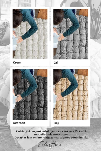 Evlen Home Collection Puff Yatak Örtüsü Seti Tek Kişilik El İşi Pamuklu Yorgan Uyku Takımı 2 Parça - 8