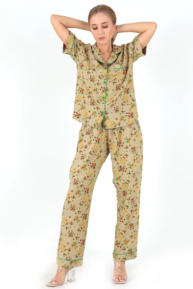 DoReMi Floral Kısa Kollu Kadın Pijama Takım - Resim 5