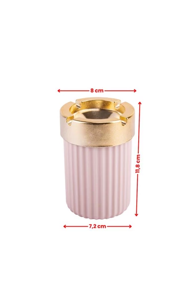 Kokusuz Çizgili Gold Küllük, Dumansız Yuvarlak Küllük - 4