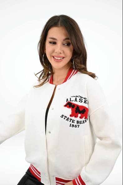 Kadın Alaska Nakışlı Kolej Ceket 1854-25-1