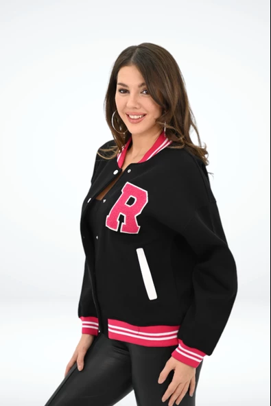 Kadın R Harf Nakışlı Kolej Ceket 1854-25-2 - 6