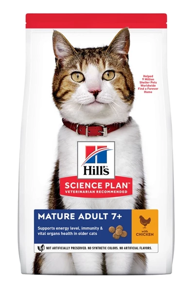 Hill's Mature +7 Tavuklu Yaşlı Kedi Maması 3 Kg