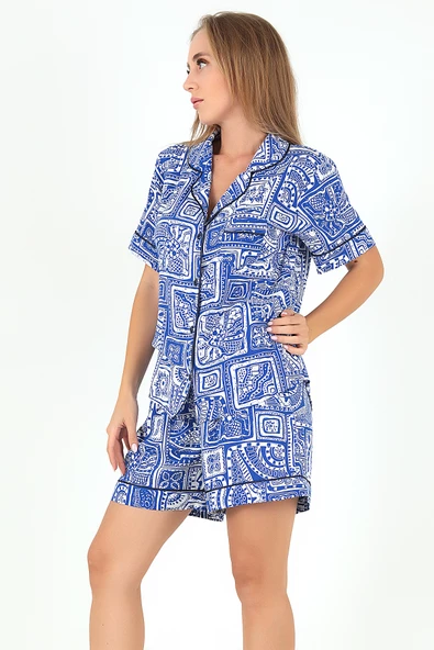 DoReMi Desenli Kısa Kollu Kadın Şortlu Pijama Takım - Resim 2