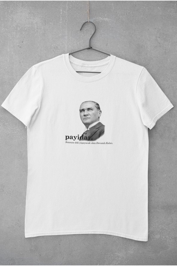 Atatürk Payidar Yazı Baskılı Tişört Kadın 100 Pamuk