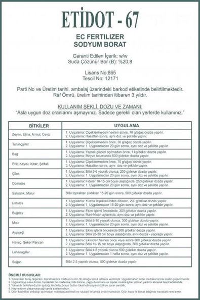 Bor 20 Kg Etidot-67 Bor’lu Gübre - Resim 2