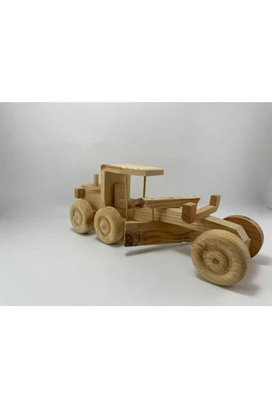 Doğal Ahşap El Yapımı Oyuncak Greyder Iş Makinası , Dekoratif Amaçlı - 5