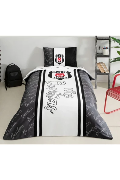 Beşiktaş 1903 Glow Tek Kişilik 120X200 Lastikli Çarşaflı Nevresim Takımı