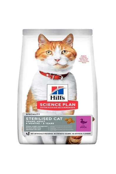 Hill's Young Sterilised Ördekli Kısırlaştırılmış Kedi Maması 3 Kg - Tp739007