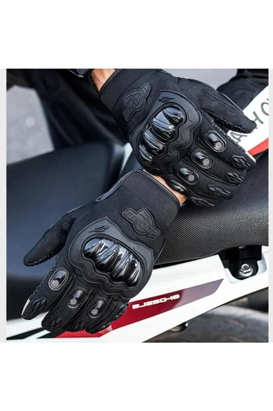 Tam Korumalı Uzun Kemik Ve Avuç Içi Korumalı Rüzgar Geçirmez Motosiklet Eldiveni Siyah - 3