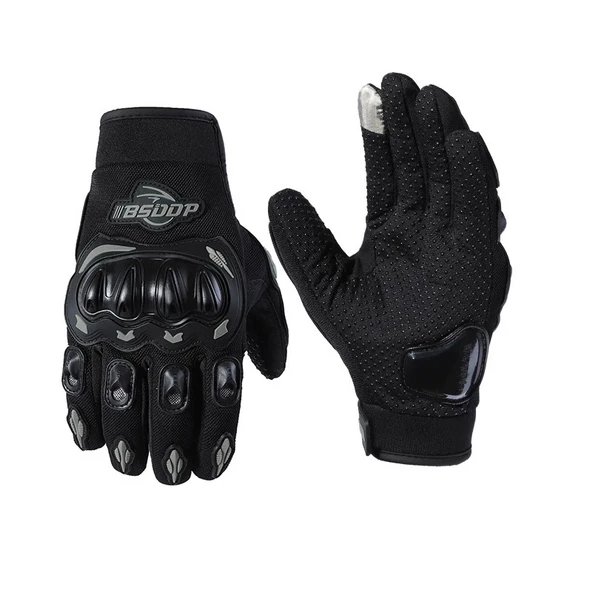 Unisex Siyah Profesyonal Korumalı Motosiklet Eldiveni Dokunmatikli Motorsiklet Large - 4