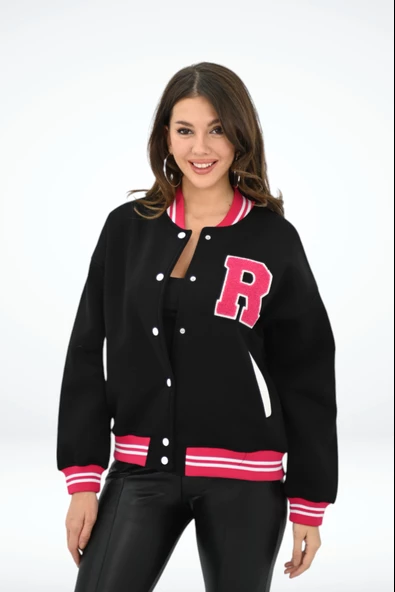 Kadın R Harf Nakışlı Kolej Ceket 1854-25-2 - 3