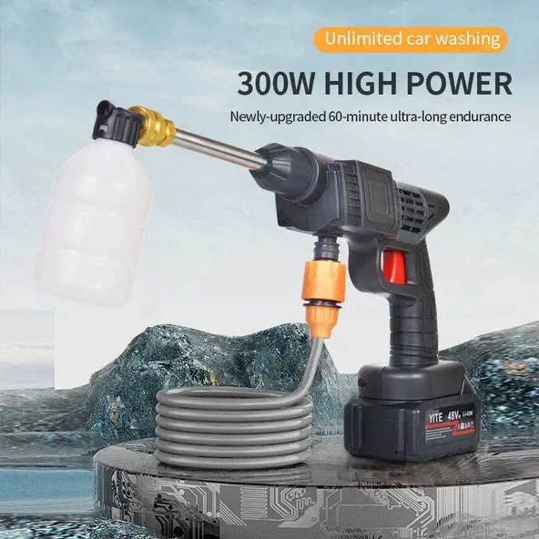 300W 48V Şarjlı Oto Yıkama, Bahçe Sulama Tabancası Makinesi Yüksek Basınçlı - 6