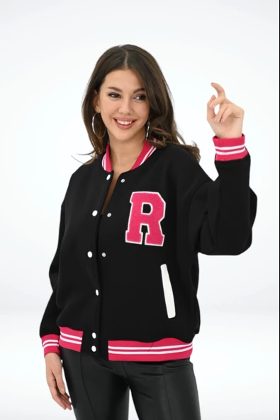 Kadın R Harf Nakışlı Kolej Ceket 1854-25-2 - 5