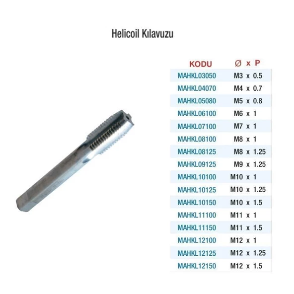 Maier M10x1,5 Düz Helicoil Kılavuzu HSS Diş Tamir Kılavuzu MAHKL10150 - 2