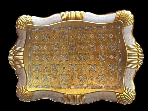 Royking Small Carded Dikdörtgen Tepsi Gold 43x30 cm VL-76