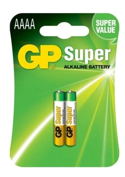 Gp Süper Alkalin AAAA Boy İncenin İncesi Kalem Pil 1,5 Volt 2'Li Kart