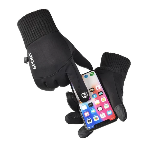 Motosiklet-kayak Eldiven Su-soğuk Geçirmez Dokunmatik Parmk Medium - 4