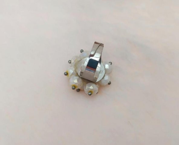 Hdmarketim Otantik Beyaz Boncuklu Kadın Yüzük Ayarlanabilir Ölçü - 3