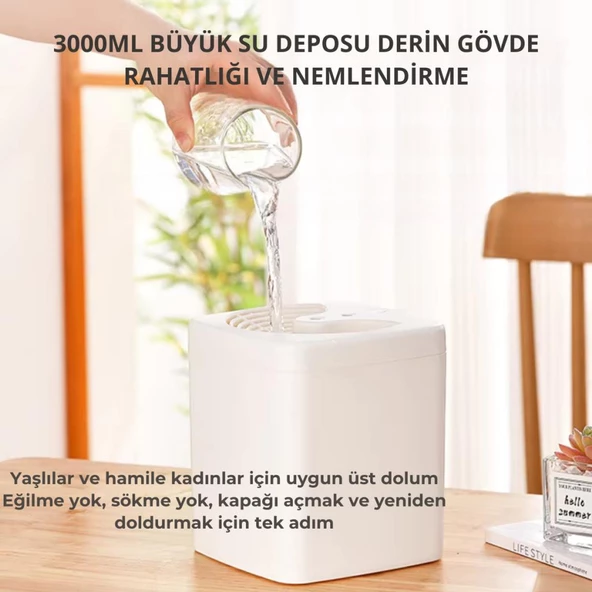 Polham 3 Litre Ultrasonik Hava Nemlendirici, Buhar Makinası Sprey, Koku Eklenebilir Çift Püskürtmeli Nemlendirici - 4