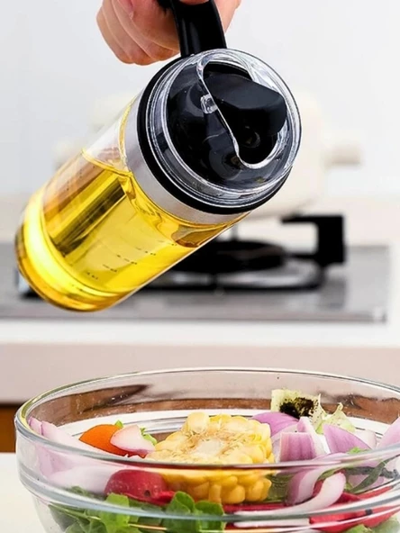 550 Ml Sürahi Şeklinde Zeytinyağı Sıvıyağ Şişesi Yağdanlık Yağlık Sirkelik Cam Şişe - 3