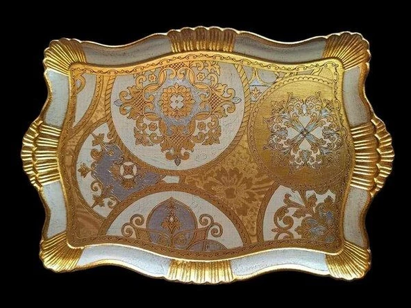 Royking Small Carded Dikdörtgen Tepsi Gold 43x30 cm VL-64
