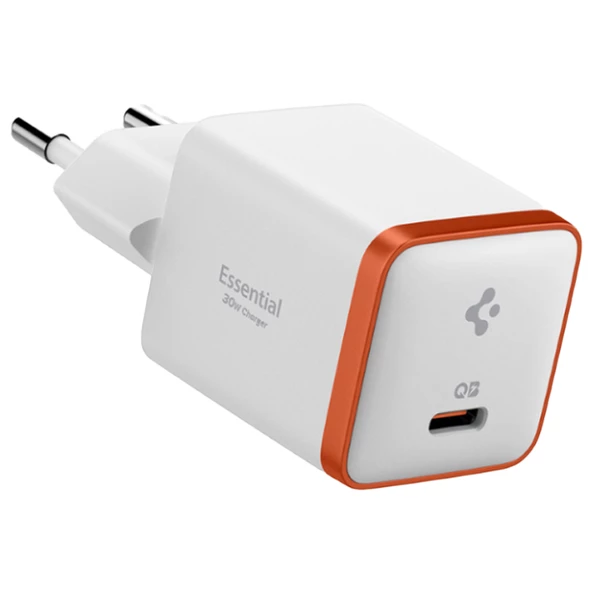 Spigen 30W USB-C Mini Adaptör - Samsung PPS Destekli Hızlı Şarj Aleti iPhone & Android & iPad & MacBook Type-C EE301 White