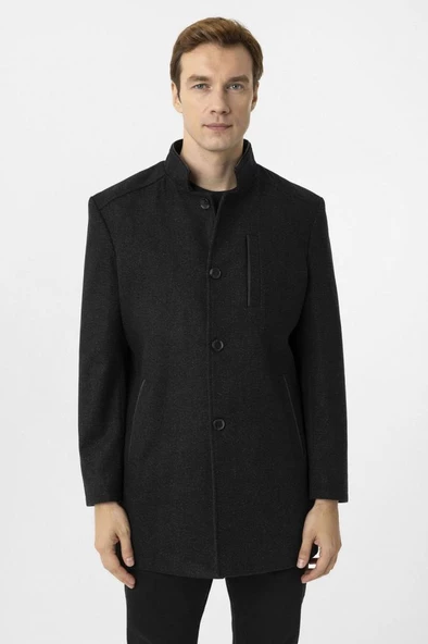 Hipatu Süvari Regular Fit Hakim Yaka Kaban - 3