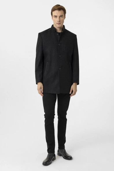 Hipatu Süvari Regular Fit Hakim Yaka Kaban - 4