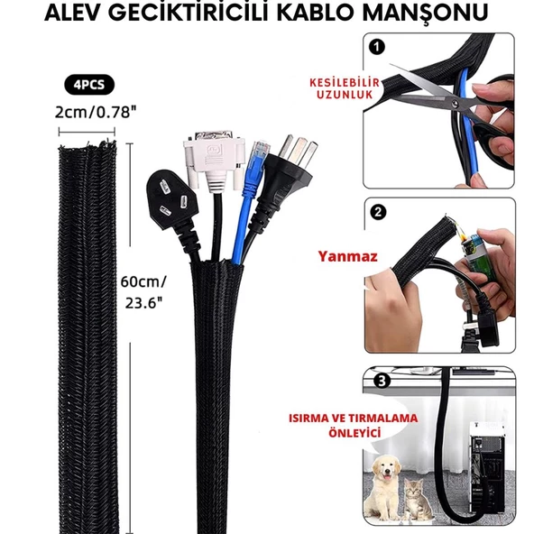 Polham 273 Parça Kablo Düzenleyici Organizer, Ev Ofis İçin Çok Fonksiyonlu Yanmaz Su Geçirmez Kablo Düzenleyici - 4