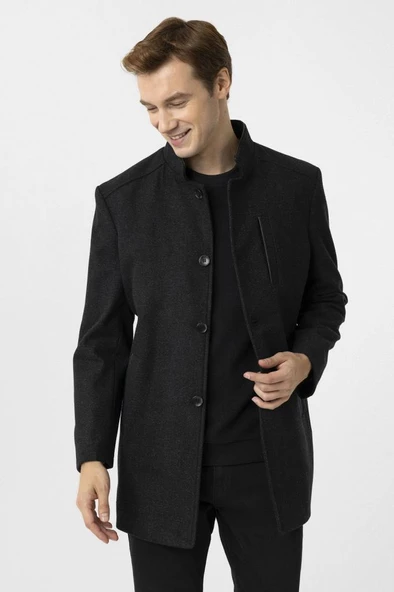 Hipatu Süvari Regular Fit Hakim Yaka Kaban - 2