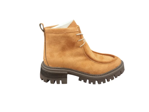 Cudo Kalın Taban Fermuarlı İçi Kürklü Yumuşak İç Pedli Günlük Kadın Süet Bot - 5