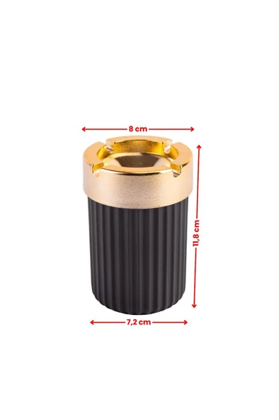 Kokusuz Çizgili Gold Küllük, Dumansız Yuvarlak Küllük Mavi ve Antrasit 2'li Set - Resim 3