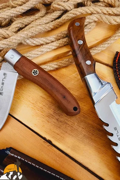 Ceviz Sap Outdoor Kamp Bıçağı Çakısı Piknik Bıçak Çakı Mutfak Bıçağı Kılıflı ( KMP-01 ) - 3