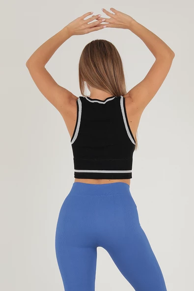 DoReMi Seamless Crop Renk Bloklu Spor Bluz - 3