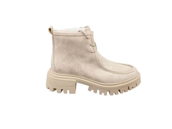 Cudo Kalın Taban Fermuarlı İçi Kürklü Yumuşak İç Pedli Günlük Kadın Süet Bot - 9