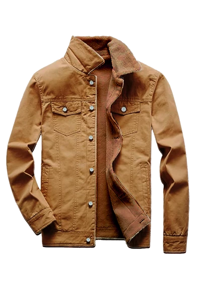 R.lion Kürklü Kot Mont Premium Denim --k.camel--