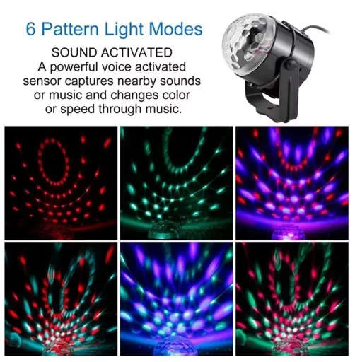 Disko Topu Parti Işıkları 7 Renk Led  Usb Girişli Sese Duyarlı Rgb Uzaktan Kumandalı - 4