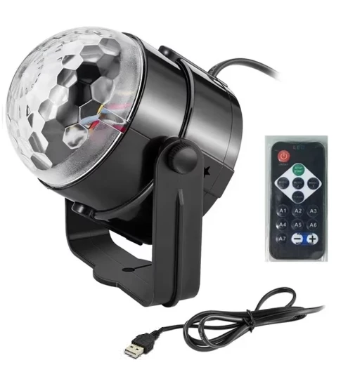 Disko Topu Parti Işıkları 7 Renk Led  Usb Girişli Sese Duyarlı Rgb Uzaktan Kumandalı - 5