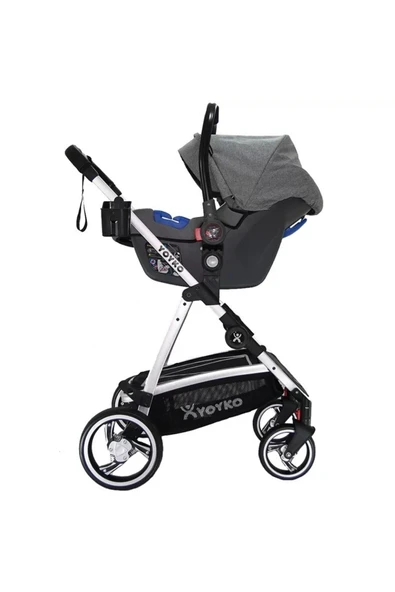 YOYKO City Seyahat Sistem Bebek Arabası 3 In 1 Gri Silver - 2